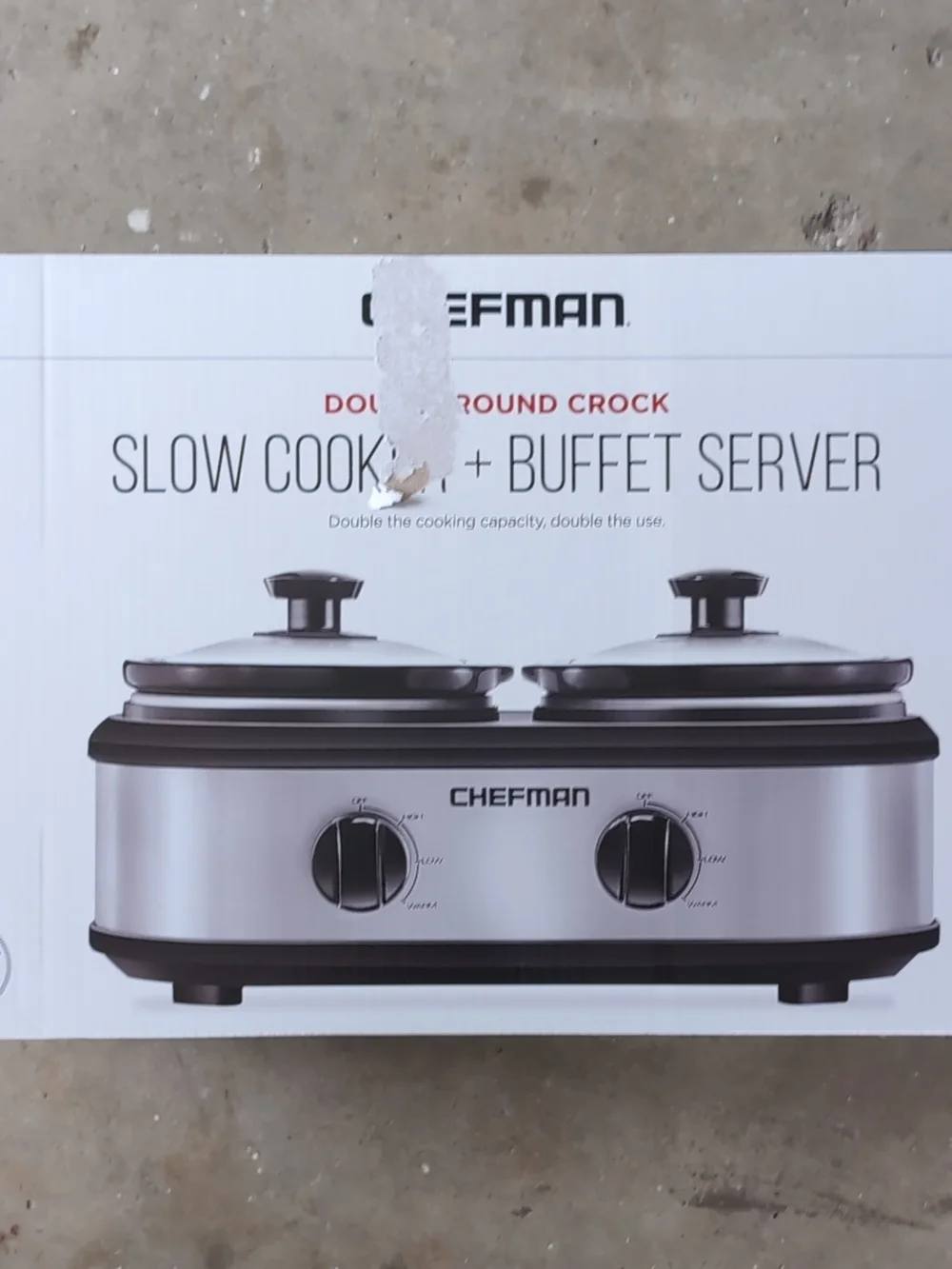 Chefman Silver Double Crock Slow Cooker & Buffet Server